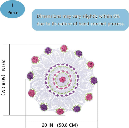 20 Inch One Piece Easter Doilies for Dressers and End Tables Round Cloth Lace Placemats Crafts Rose Spring Doily Hand