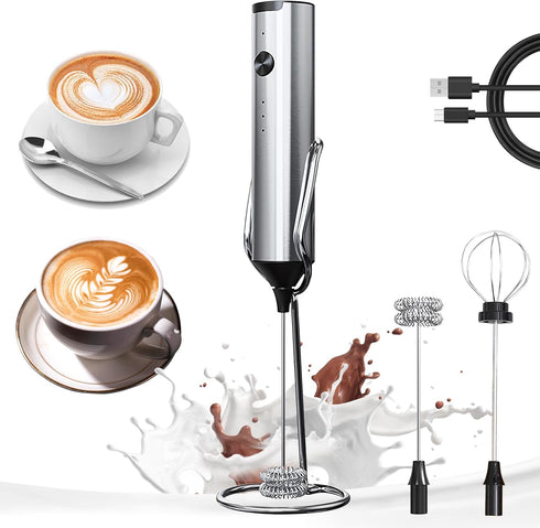 YARRAMATE Rechargeable Milk Frother with Stand, Coffee Frother Stirrer Wand, Handheld Drink