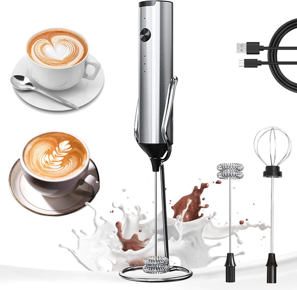 YARRAMATE Rechargeable Milk Frother with Stand, Coffee Frother Stirrer Wand, Handheld Drink