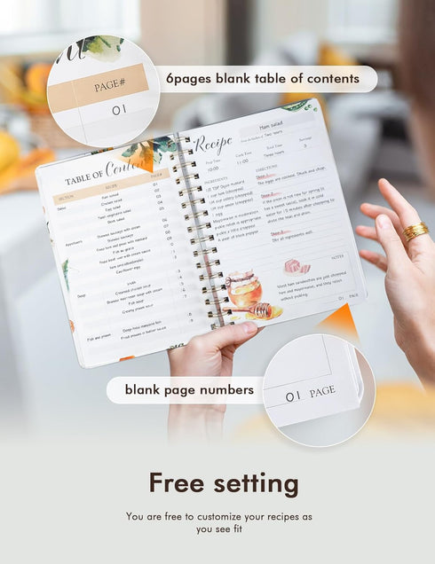 Waterproof Recipe Book: Hardcover Notebook to Write Your Recipes, Holds 120 Recipes (White)
