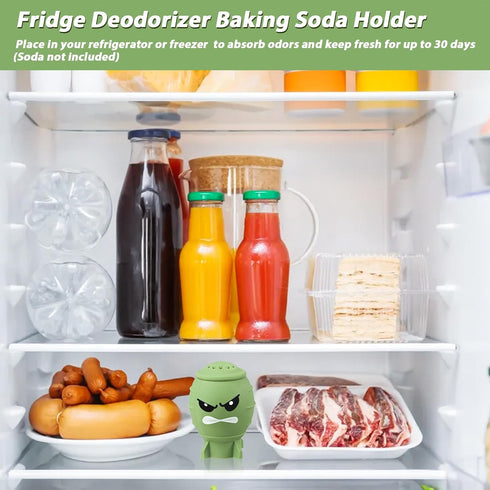 Fun Guy Fridge Deodorizer, Baking Soda Holder for Refrigerator Odor Absorber, Reusable Silicone Freshener Container