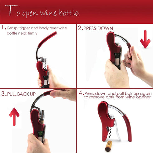 KAYCROWN Wine Bottle Opener, Vertical Lever Corkscrew with Built-in Foil Cutter, Manual Handheld Corkscrew