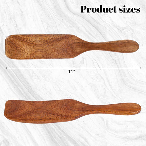 HANSGO Wooden Sourdough Spatula, 11" Spurtle for Sourdough Starter Natural Wooden Kitchen Utensil for Spreading Cooking Mixing Non Stick Cookware Dark Brown by HANSGO