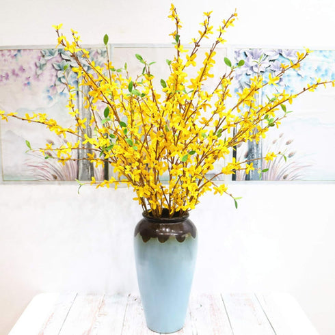 Artificial Forsythia Flowers, 6Pcs 39.4 Inch Silk Forsythia Branches for Flower Arrangement, Wedding Decoration