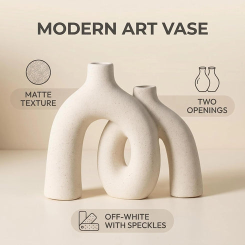 Set CEMABT Modern Nordic Boho Vase - Elegant Beige Matte Ceramic Home Decor for Living Room, Bookshelf, Mantel