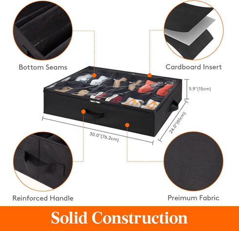 Set 2, 4.3 Inches 2 24 Lifewit Under Bed Shoe Storage Organizer of Tall Low Profile Fabric Shoes Container Box