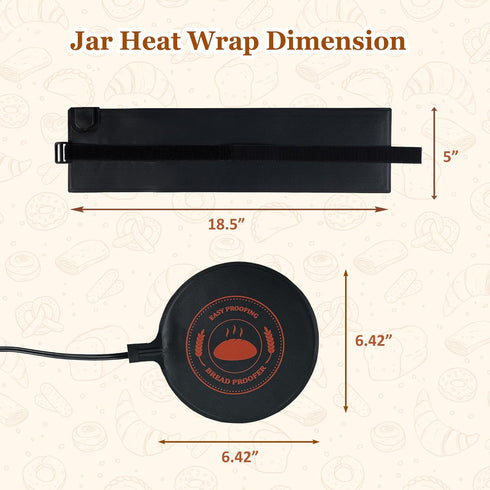 Bunmery 2 Control(41-113) 24H Sourdough Starter Warmer Wrap Pieces, Sourdough Starter Jar Heat Wrap, Sourdough Heating
