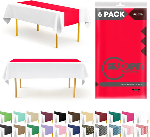 Red 6 Pack Premium Disposable Plastic Table Runner 14 x 108 Inch.