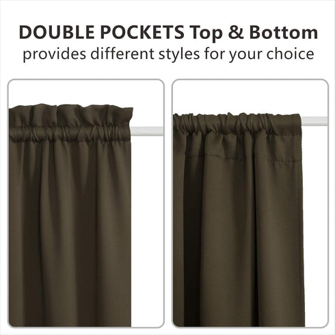 Aquazolax Blackout French Door Curtain, 25x72 Inches, Blackout Drapery for Privacy, 1 Panel, Toffee Brown
