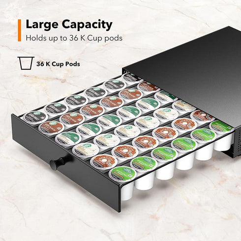 Goldlion K Cup Holder Sliding Tray, Pull Out Coffee Pod Organizer, Rolling Storage Drawer for Countertop Maker Stand