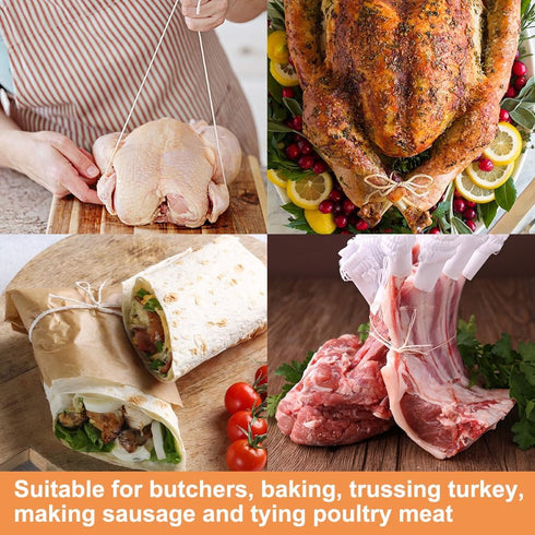 Vivifying Butchers Twine, 2pcs x 328 Feet 3Ply Cotton Food Safe Cooking String for Tying Meat, Sausage, Turkey