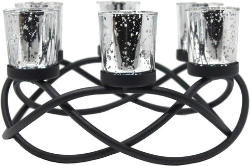 6 Seraphic Iron Round Table Decor Christmas Centerpiece Decorations Candle Holder for Weddings, Outdoor Patio, Dining