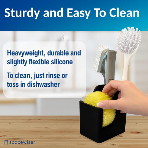 Mommy, Spacewiser TidyNook Silicone Sink Caddy - Sponge Holder for Kitchen Sink, Dish Brush Holder, Fits Scrub Daddy