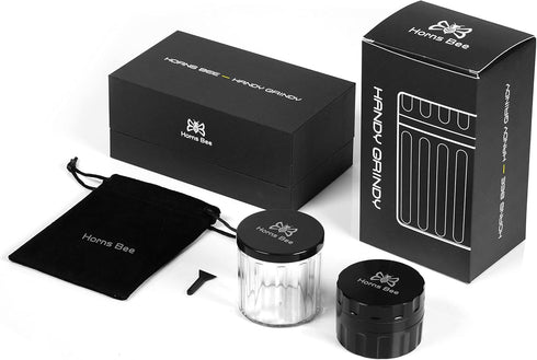 Horns Bee 2.2'' Herb Grinder Containers - Multipurpose Metal Spice Mill with Stash Jar, All-in-One Air Tight Sealable