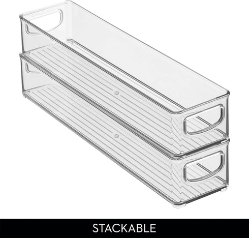 iDesign Small Pantry Bin with Handles - Stackable Organizer Bins for Kitchen, Clear, Made in USA