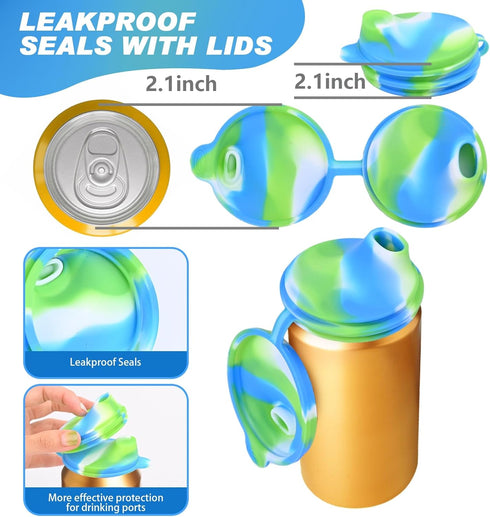 4 Pack Silicone Soda Can Cover Lids, Reusable Beverage Can Covers for Soda, Beer, Juice, Fits Standard Cans (ST-2)