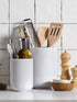 LE TAUCI Utensil Holder Set of 2, 7.3"+5.4" Ceramic Kitchen Crocks for Countertop, Modern Utensil Organizer, White