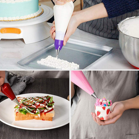 Piping Bags - 100 Pack - 14-Inch Disposable Cake Decorating Bags for Cupcake Icing, Anti-Burst, All Size Tips,
