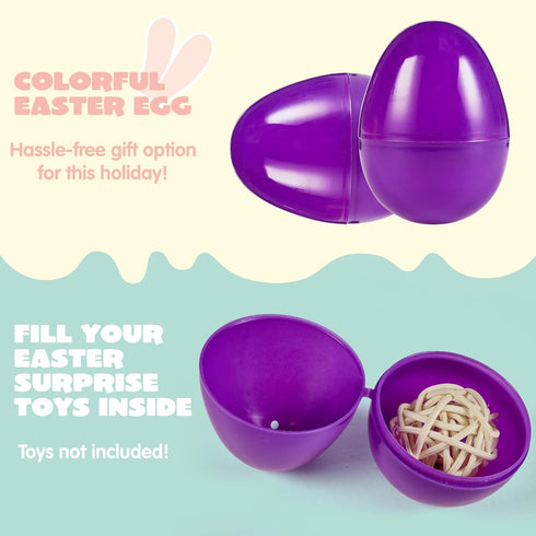 50 2.3" JOYIN PCS Easter Eggs, Empty Plastic Eggs Fillable Colorful Bright Eggshell Bulks for Easter Hunt, Filling
