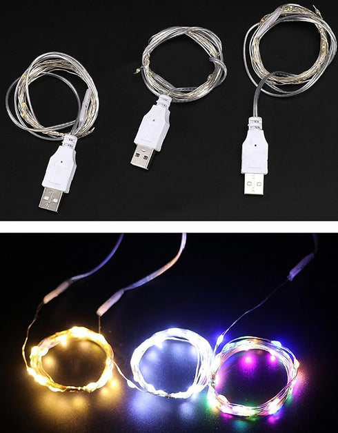 Sokelinn-six 2m 20 5) LEDs Fairy String Lights, USB Powered String Light for Desk Office Christmas Tree Party