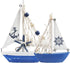 Meching Mini Sailboat Model Decoration 2 PCS Wooden Sailing Boat Home Decor Set