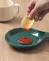 FE FUN ELEME Ceramic Spoon Rest for Kitchen Countertop, Large Lace Embossed Spoon Holder, 5.5inch Utensil Tray (Greener)