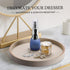 Counter, KINGFOM Round Decorative Tray, PU Leather Vanity Tray Organizer with Gold Trim for Dresser, Coffee Table
