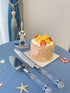 FISHBONE Stainless Steel Wedding Cake Knife and Server Set, Nautical Blue Rings Design for Special Occasions