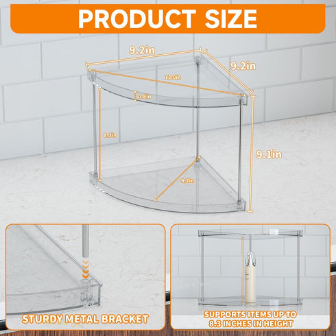 Yieach Counter Organizer,2Tier Countertop Clear Corner Bathroom Tiered Corner Shelf for Perfume,Beauty Products,Makeup