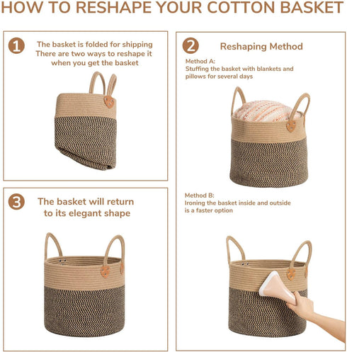 CHICVITA Wicker Laundry Basket With Handles, Storage Baskets for Decor, 14" X 14" X 12"