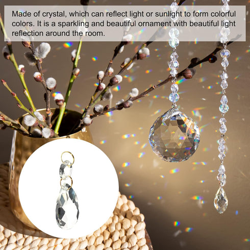 10 Pack 38mm 14mm PATIKIL Clear Crystal Teardrop, Chandelier Prisms Parts Hanging Bead with Octagonal Bead