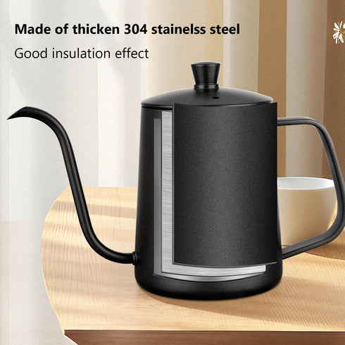MERMOO YILAN 21oz Gooseneck Coffee Kettle, 600ml Stainless Steel Pour Over Drip Pot for Tea & Coffee (Silver)