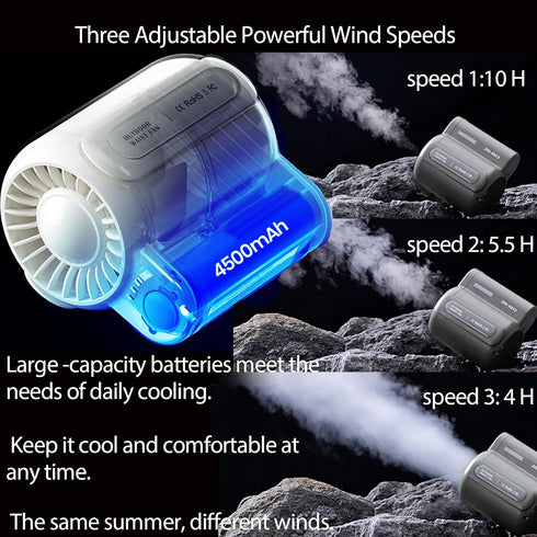 Portable Waist Clip Fan, Handheld Mini Cooling Fan, Speed Adjustable Personal Outdoor Fan for Traveling