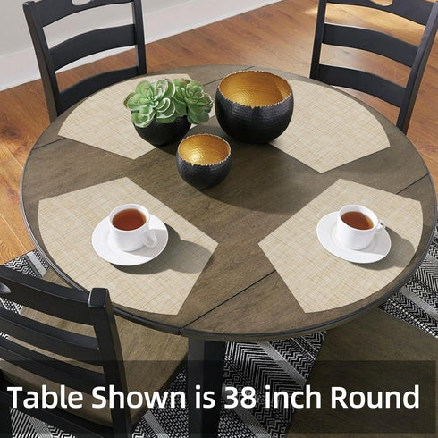 SHACOS Small Round Table Placemats - Wedge Placemat Set of 4, Non-Slip Heat Resistant Woven Vinyl, Beige Yellow