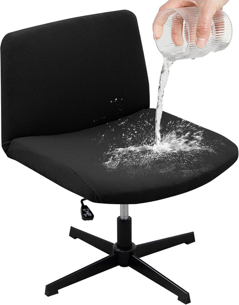 Armless Office Desk Chair Cover Stretch Waterproof Jacquard Wide Seat Mid Back