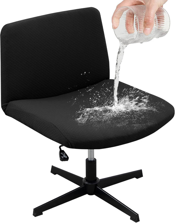 Armless Office Desk Chair Cover Stretch Waterproof Jacquard Wide Seat Mid Back