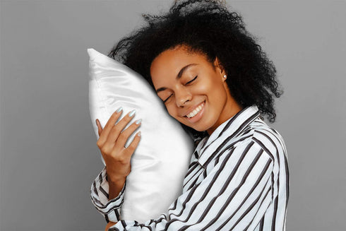 Satin Pillowcase with Zipper for Hair and Skin Care, Soft and Cool Like Silk, White, 2 Pack