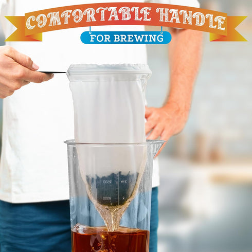 5.3" Large Thai Tea Strainer - Ultra Fine Mesh Cloth Strainer with Stainless Steel Handle, Reusable Coffee & Tea Filter