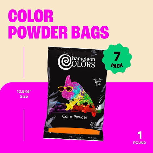 1 lb (7 Pack), Set, Chameleon Colors Color Powder, Bags Rainbow Holi Festival, Color Run, Gender Reveal