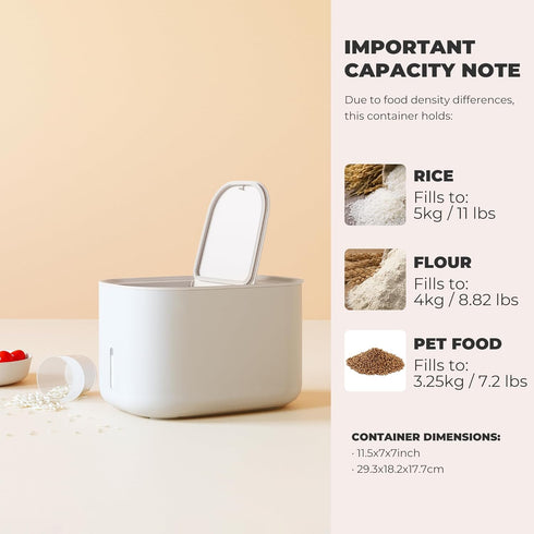 Storage,7.2lbs 6.9Qt/11lbs Zuutii Rice Storage Container,Food Container, Dry Food Pet Food Dispenser, Large Storage Bin