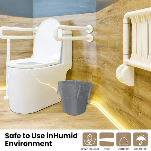 6 Pack 1.6 3 White,6) Eccliy Gallons Trash Can Small Bathroom Plastic Trash Can with Rolls of Bags for Bedroom Home