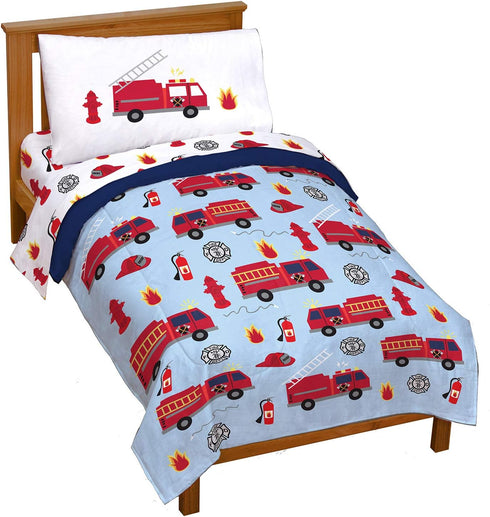 Jay Franco Trend Collector Go Fire Truck Go 4 Piece Toddler Bed