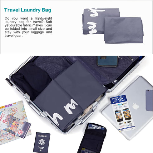 HOMEST XL Wash Me Travel Laundry Bag, Dirty Clothes Organizer, Large Enough to Hold 4 Loads of Garments, Grey