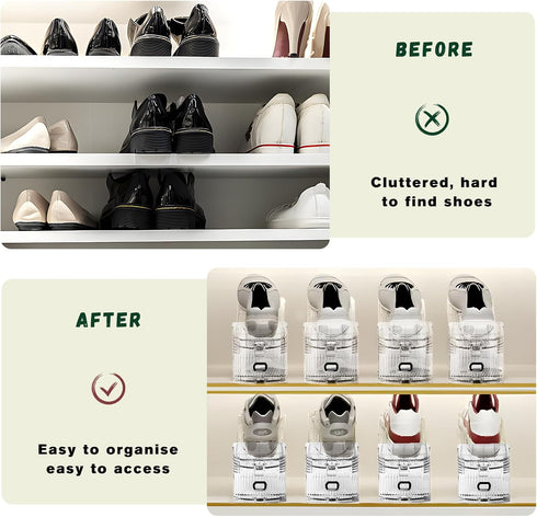 Closet,6 Pack Closet FENRUNXU Shoe Slots Organizer for Shoe Stacker Shoe Rack Organizer for Space Saver Storage Shoe