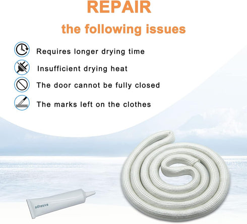 W10861521 Dryer Door Seal with Adhesive, Compatible with Crosley, Amana, Maytag, Kenmore, Whirlpool Dryers