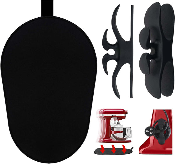 Sliding Mat for Kitchenaid Mixer with 2 Black Accessories, Mover Pad for 5-8 Qt Bowl-Lift Stand Mixer