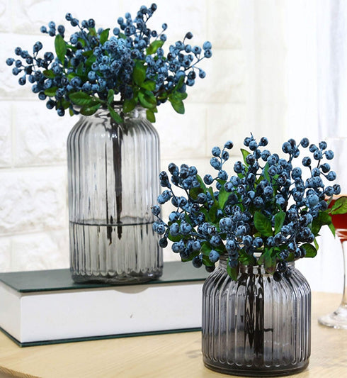 TBUY ROSE 20 Pack) Fake Artificial Flowers California Berries Blueberry Fruit for Home Hotel Decor (Blue