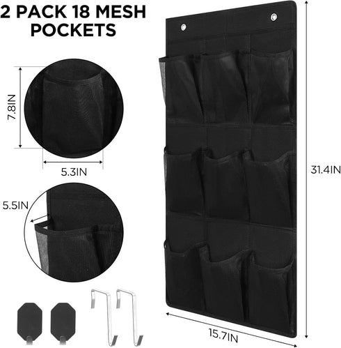 Dansydaisy 2 Pack 18 Closet 8 Pocket Wall Hanging Shoe Rack for RV Shoe Storage with Hooks over the Door Shoes Holder