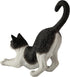 Veronese Design Hand Painted Figurine, 4 7/8 Inch Black and White Cat Stretching