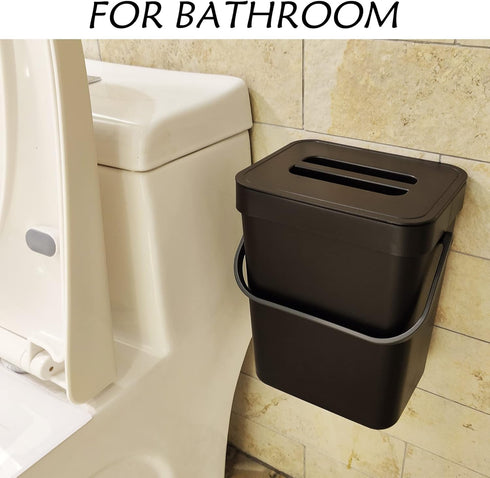 Kitchen Compost Bin for Countertop, Hanging Small Trash Can with Lid for Kitchen Bathroom, Mountable Compost Bucket